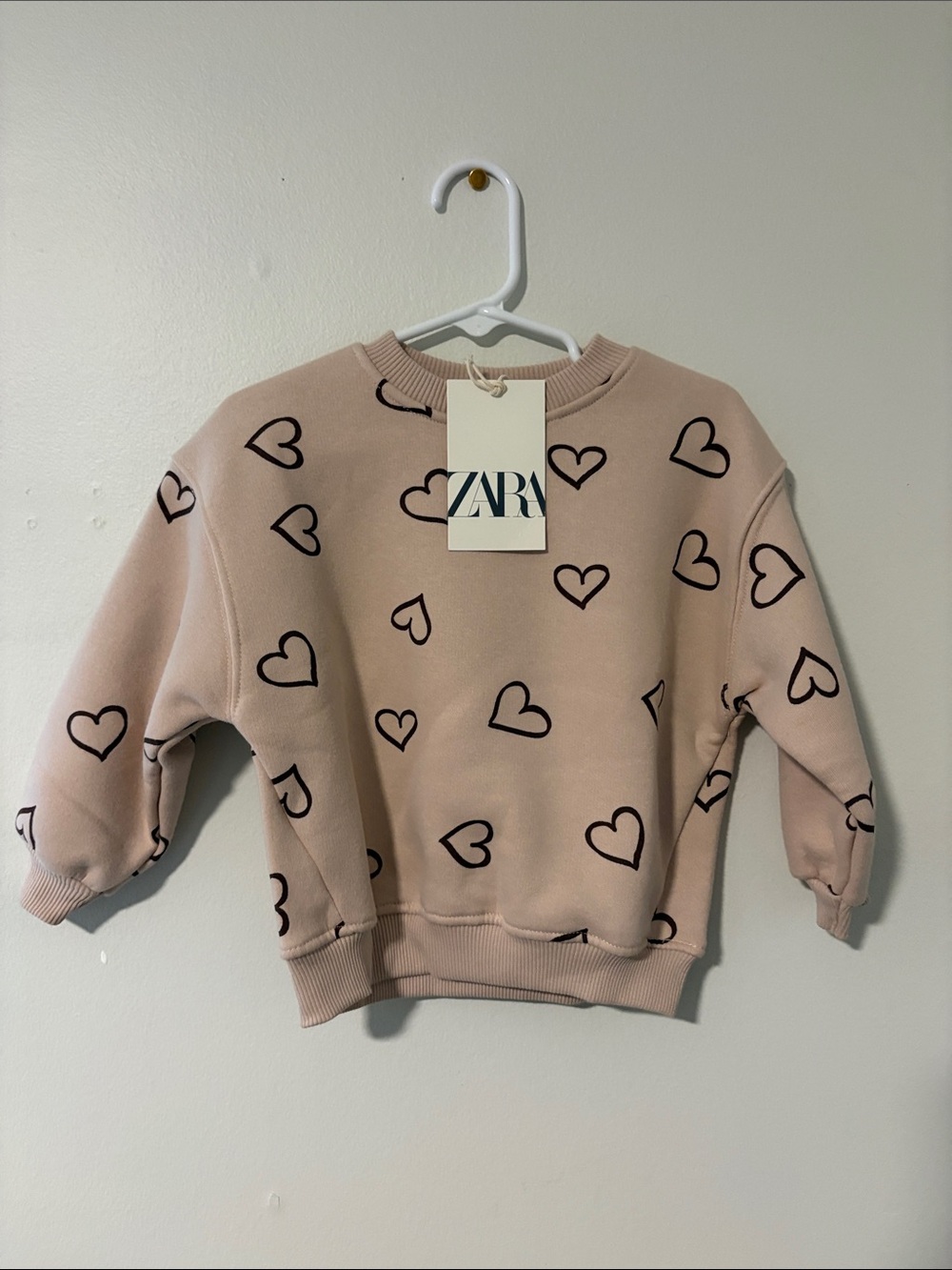 ZARA Pink Heart-Print Sweatshirt